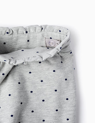 Pantalón de Punto de Lunares para Niña, Gris