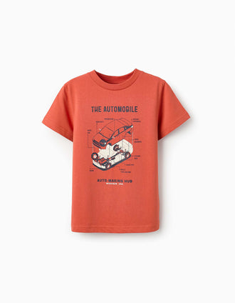 Cotton T-shirt for Boys 'Car', Orange