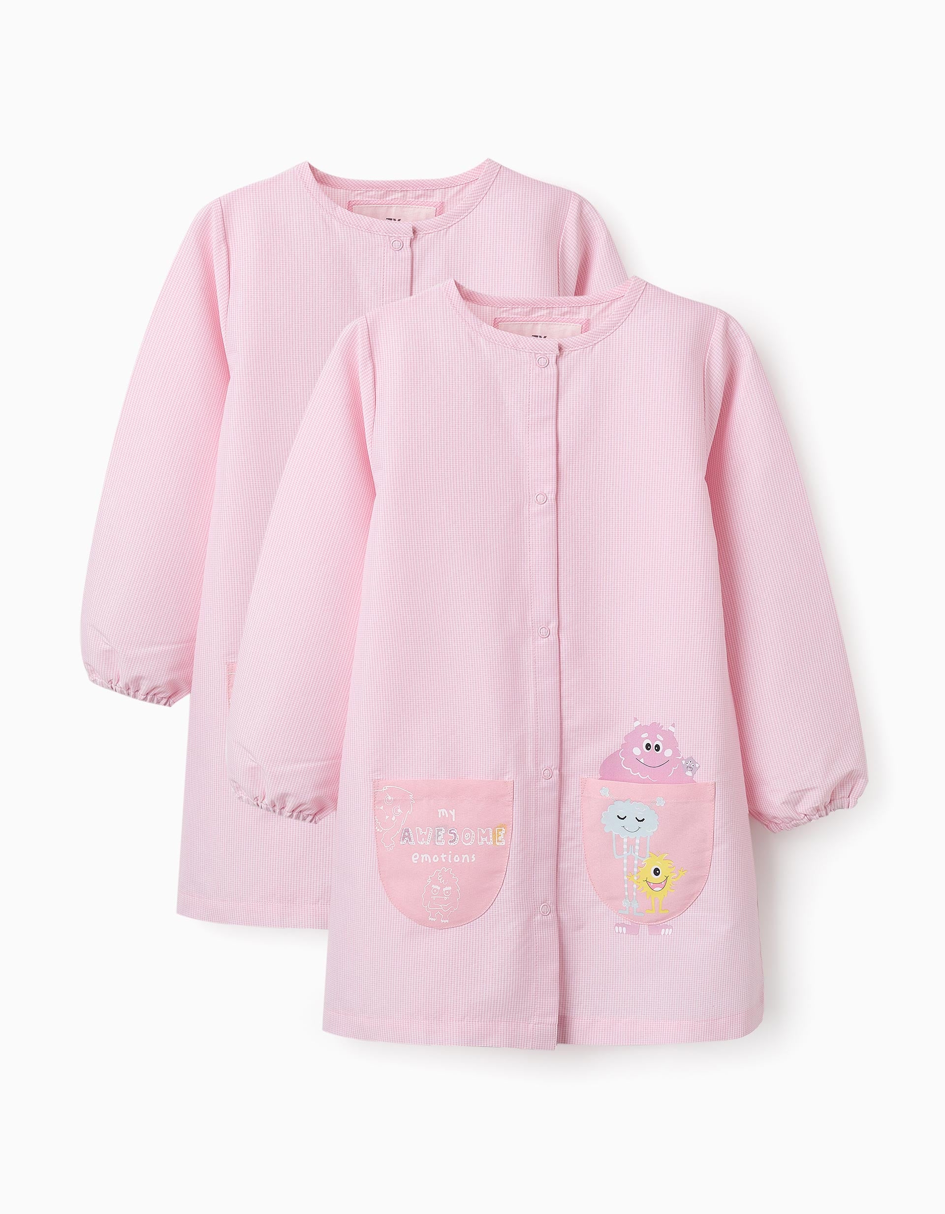 Pack 2 School Smocks for Girls 'Emotions', Pink