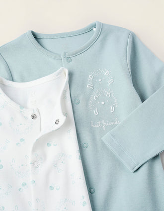 Pack 2 Babygrows de Algodão para Bebé 'Ouriço', Branco/Bege