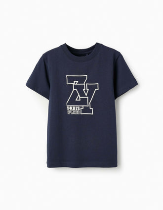 Cotton T-shirt for Boys 'ZY Paris', Dark Blue