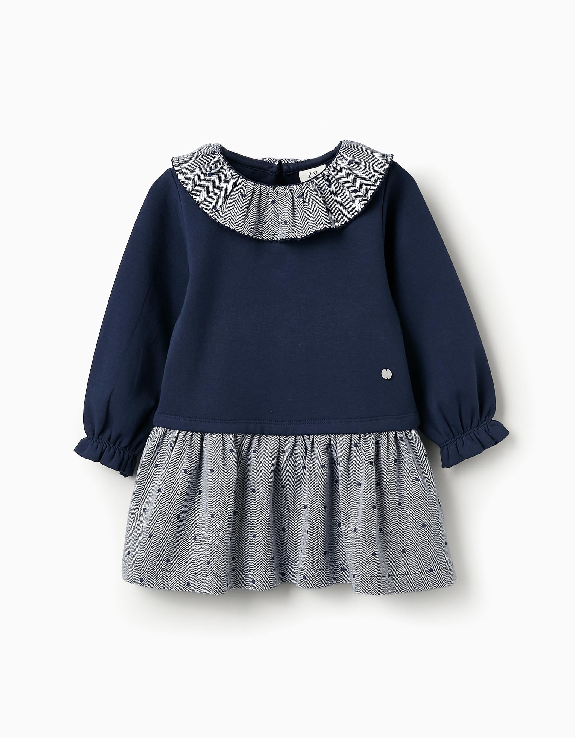 Polka-dot Dress for Baby Girls, Dark Blue