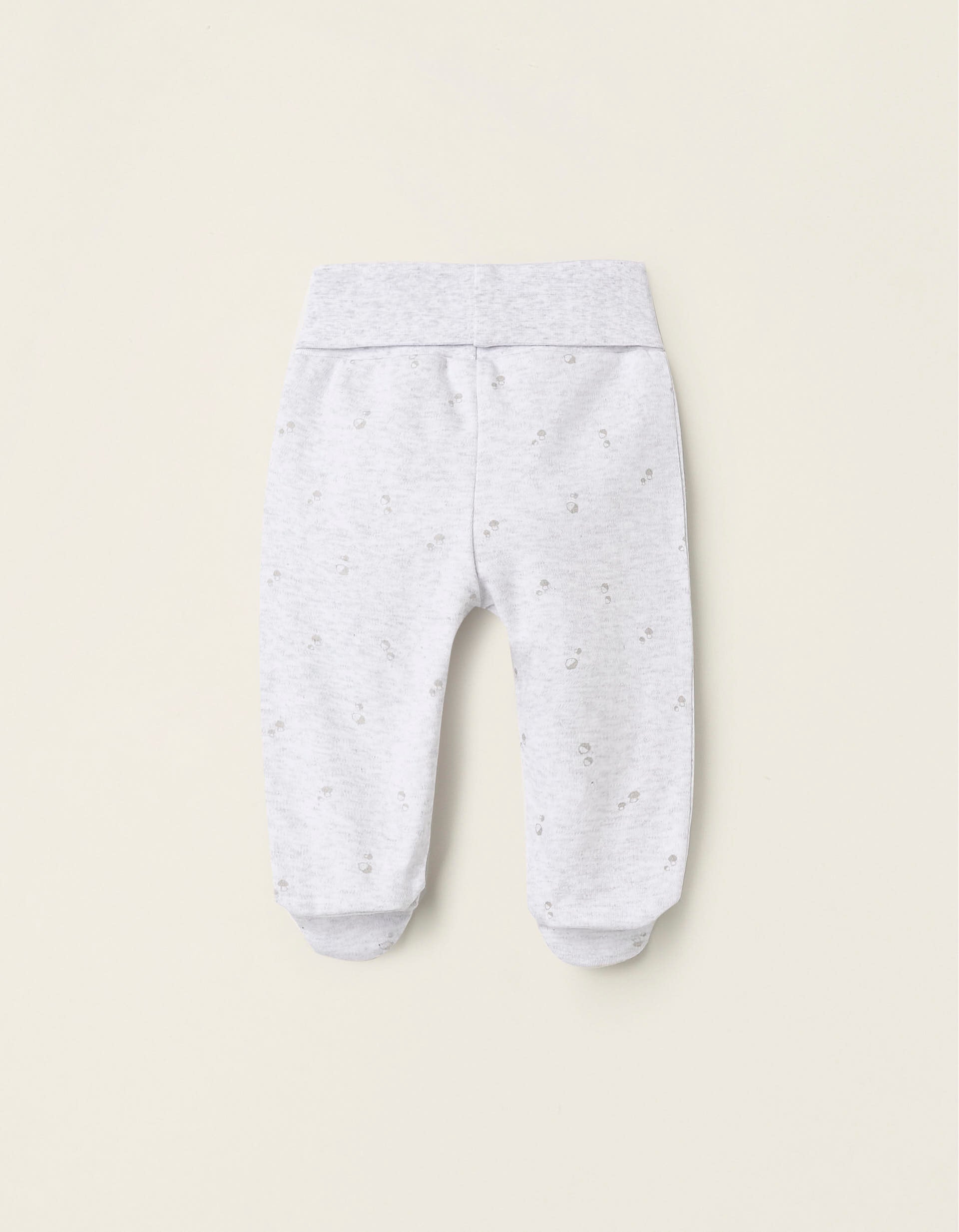 Pack of 4 Footed Trousers for Babies 'Mushrooms', White/Grey