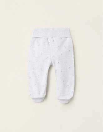 Pack 4 Pantalones con Pies para Bebé 'Cogumelos', Blanco/Gris