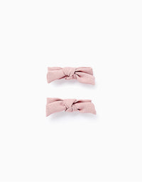 Pack 2 Horquillas De Pelo con Lazos Para Bebé Y Niña, Rosa