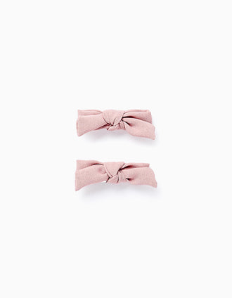 Pack 2 Horquillas De Pelo con Lazos Para Bebé Y Niña, Rosa