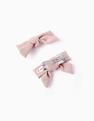 Pack 2 Horquillas De Pelo con Lazos Para Bebé Y Niña, Rosa