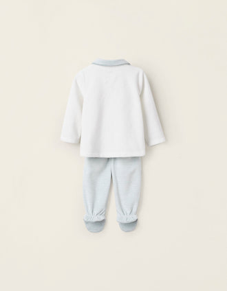 Pijama de Terciopelo para Recién Nacido 'Erizo', Azul/Blanco