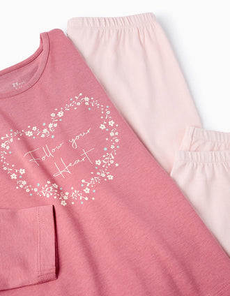 Pijama de Algodón para Niña 'Follow your Heart', Rosa