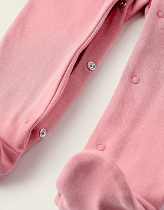 Babygrow de Algodão para Bebé Menina 'Lua & Estrela', Rosa