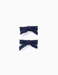 Pack 2 Horquillas con Lazo para Bebé y Niña, Azul Oscuro