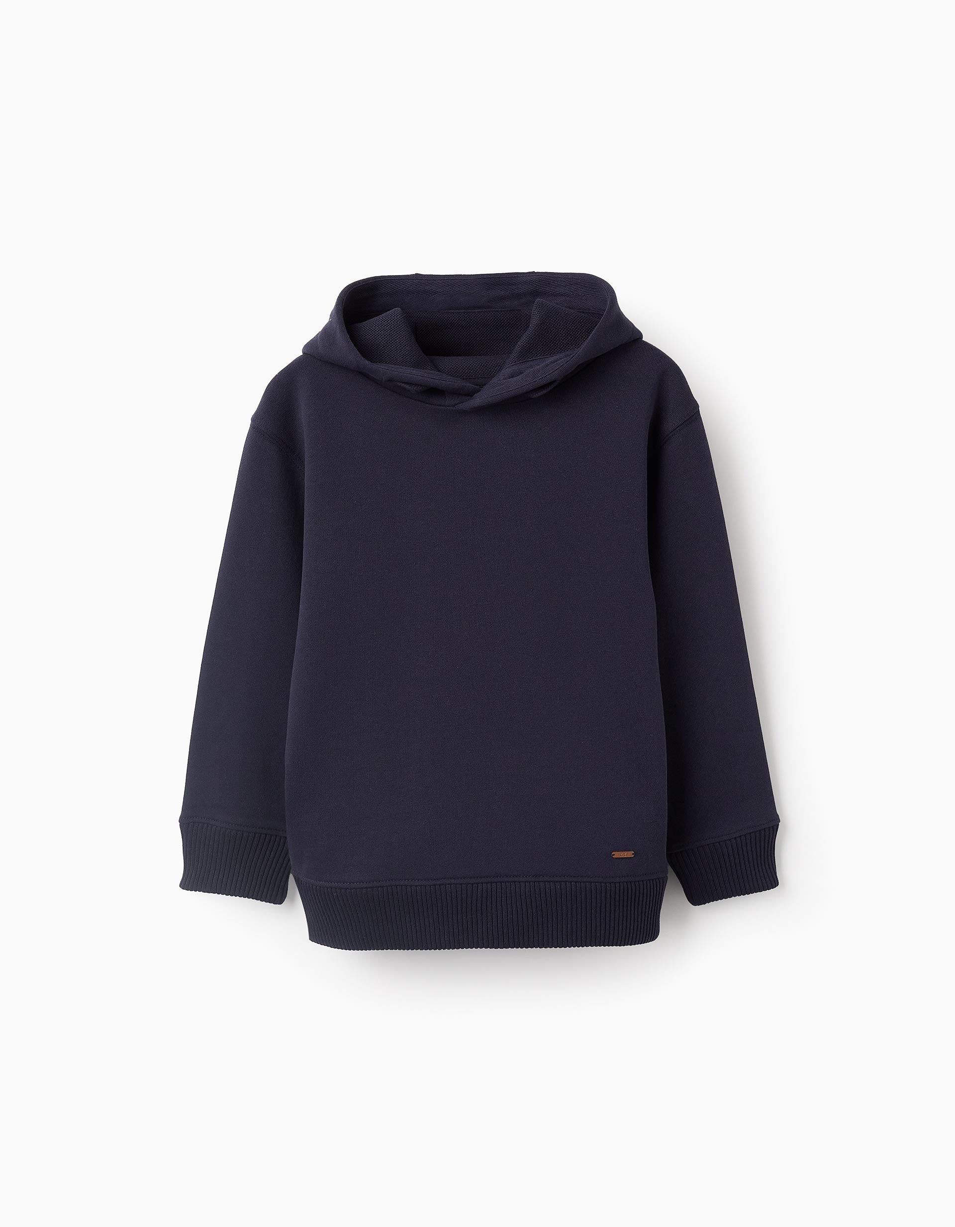 Hooded Cotton Sweatshirt for Boys, Dark Blue