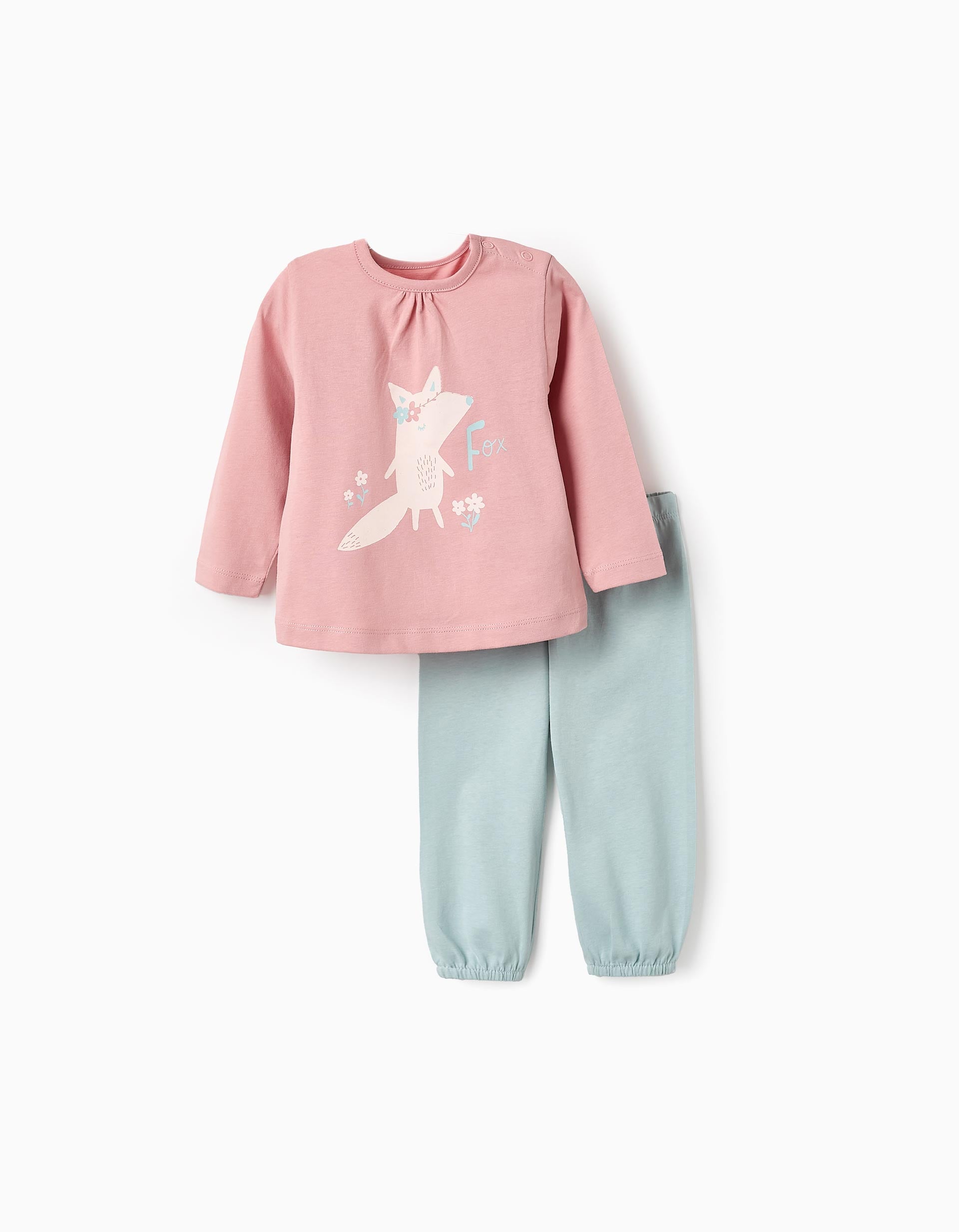 Cotton Pyjama for Baby Girls 'Fox', Pink/Blue