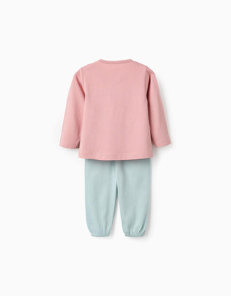 Pijama de Algodão para Bebé Menina 'Raposa', Rosa/Azul