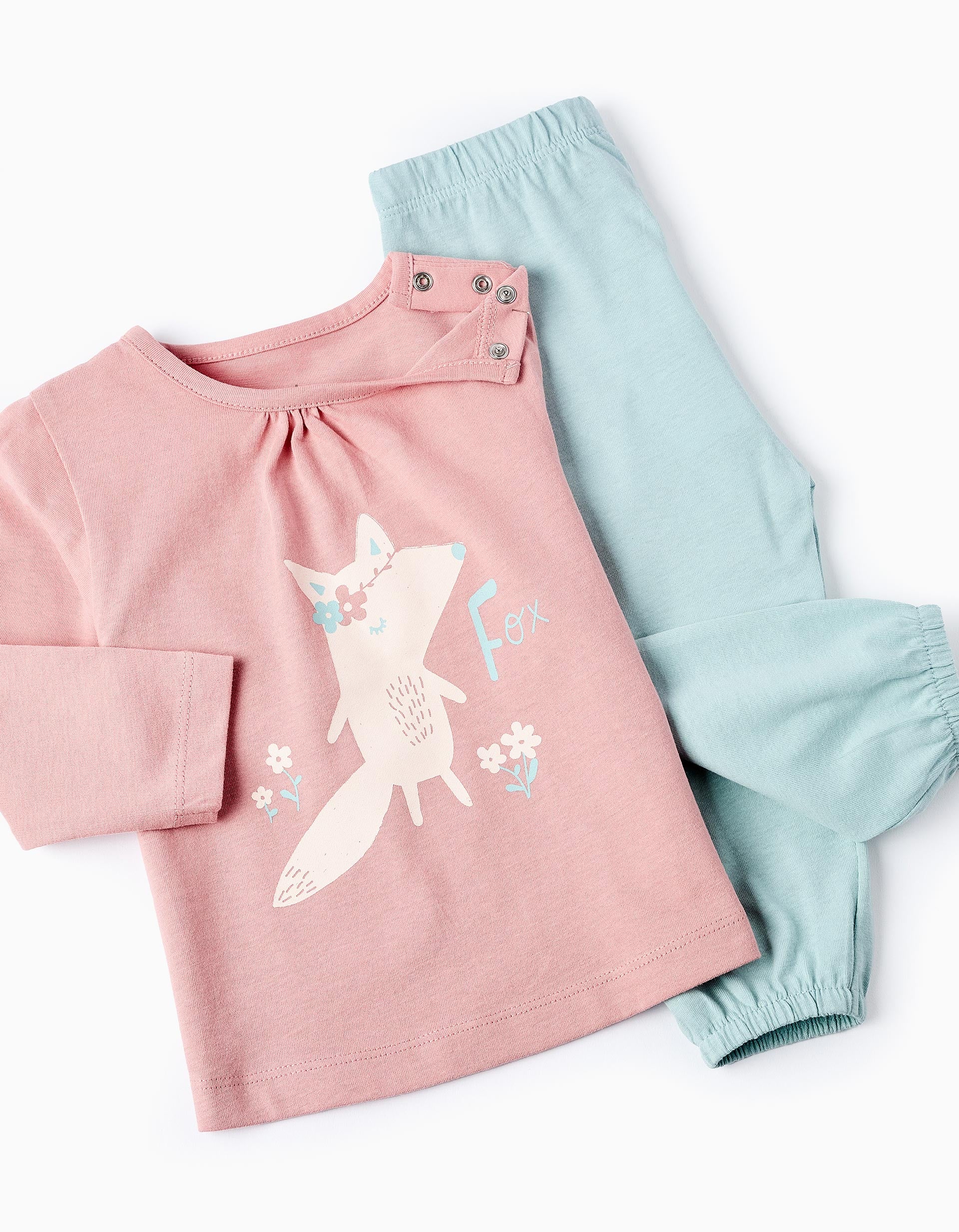 Cotton Pyjama for Baby Girls 'Fox', Pink/Blue