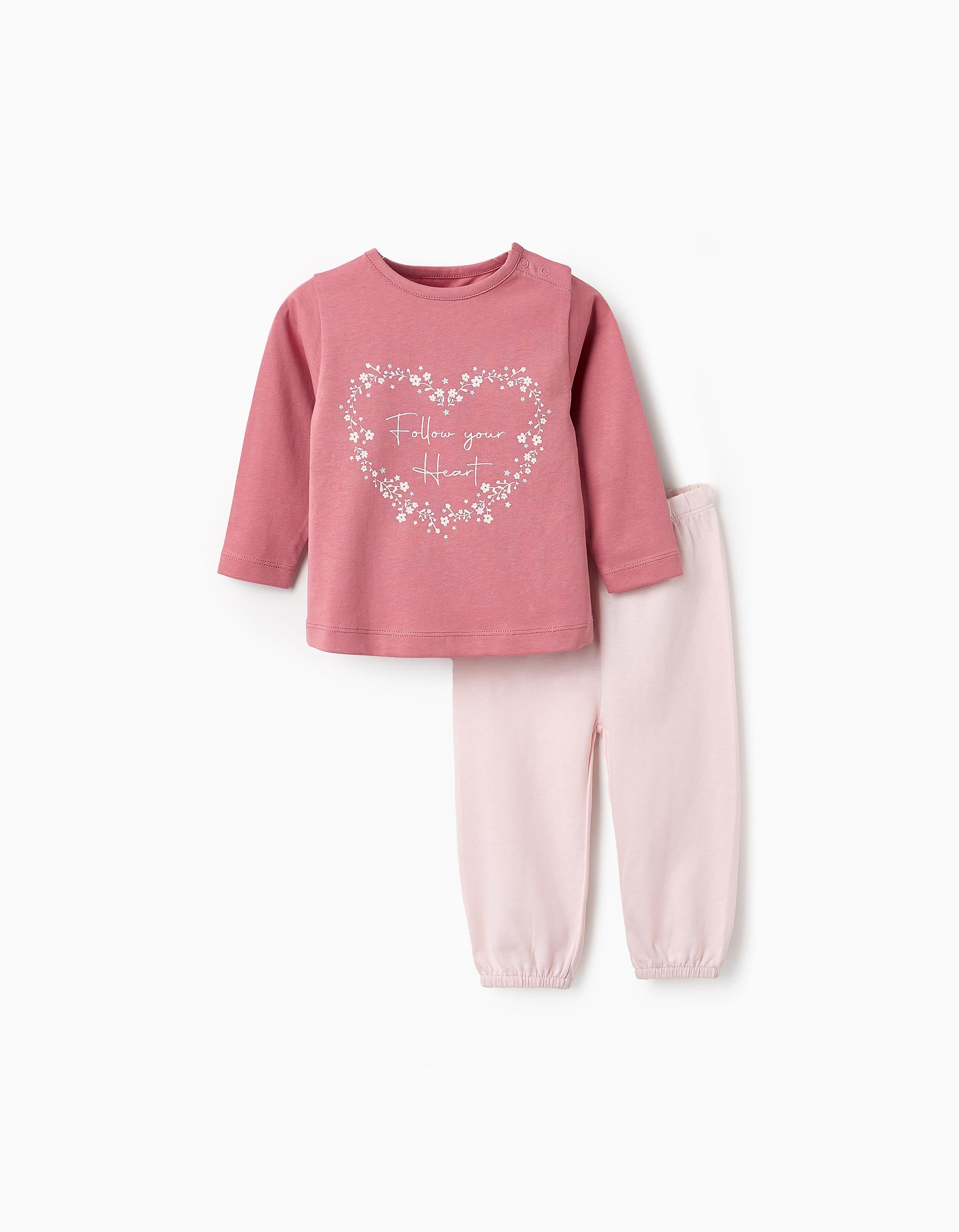 Cotton Pyjama for Baby Girls 'Follow your Heart', Pink