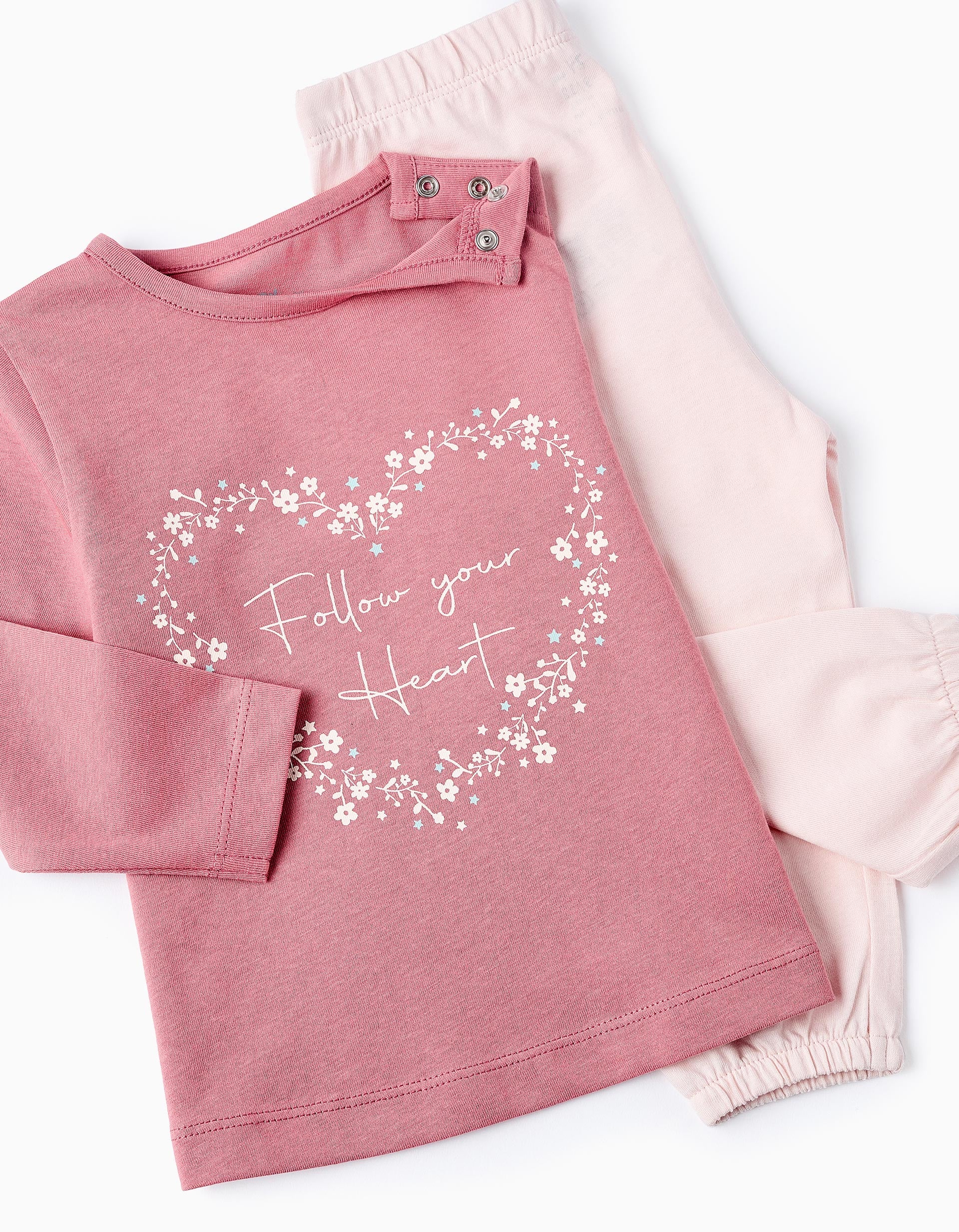 Cotton Pyjama for Baby Girls 'Follow your Heart', Pink