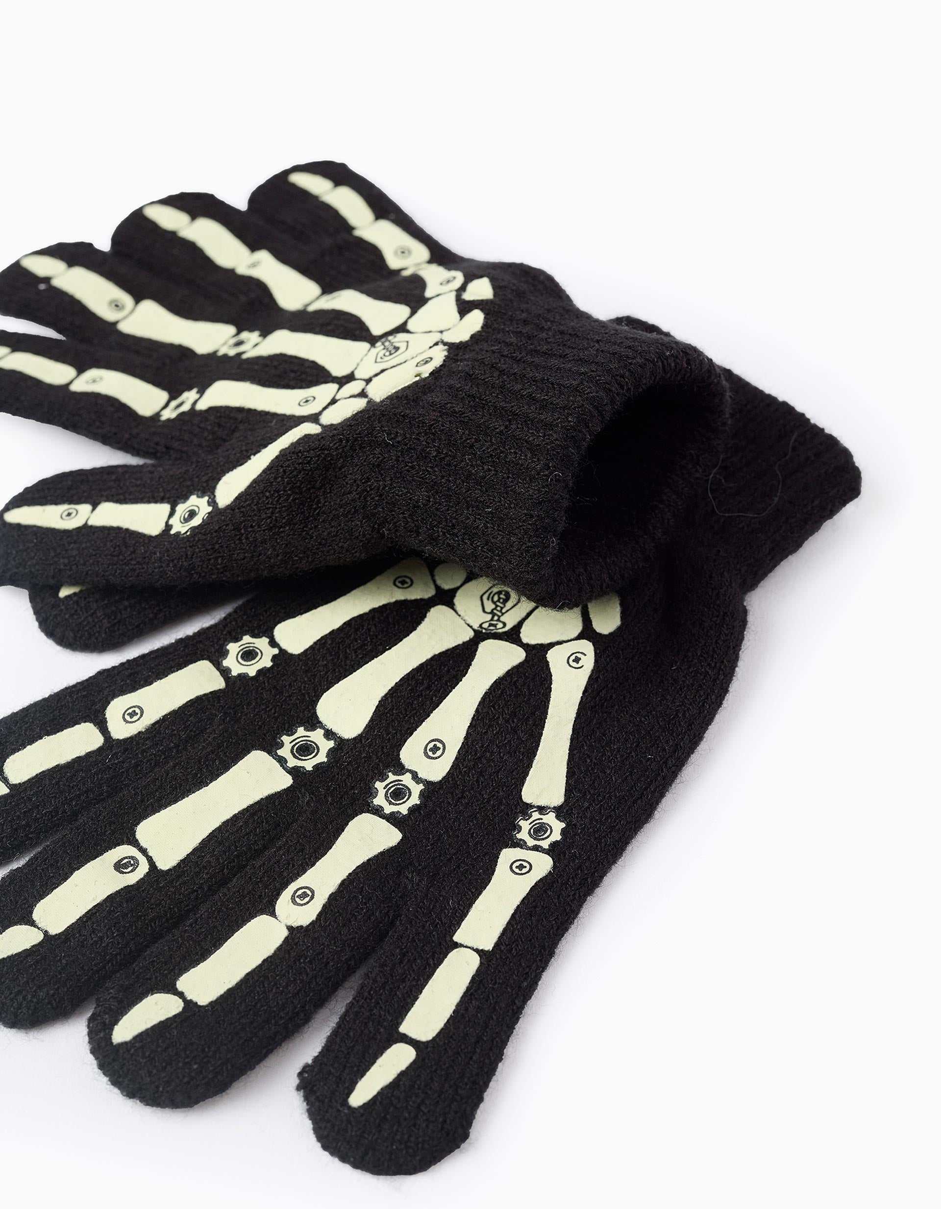 Gloves Glow in the Dark for Boys 'Skeleton', Black