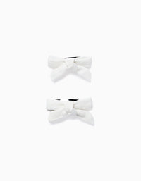 Pack 2 Horquillas con Lazo para Bebé y Niña, Blanco