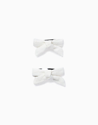 Pack 2 Horquillas con Lazo para Bebé y Niña, Blanco