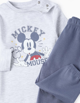 Pyjama en Coton pour Bébé Garçon 'Mickey', Bleu/Gris