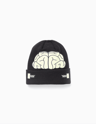 Bonnet Brille dans le Noir pour Garçon 'Brain', Noir