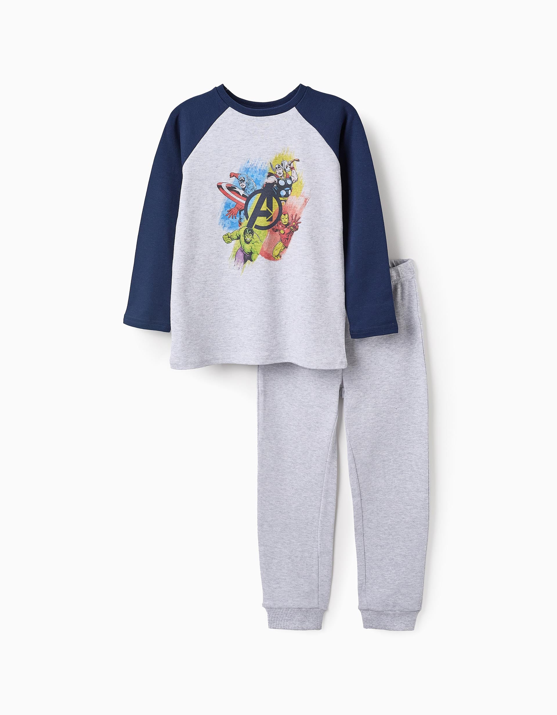 Cotton Pyjama for Boys 'Avengers', Grey/Blue