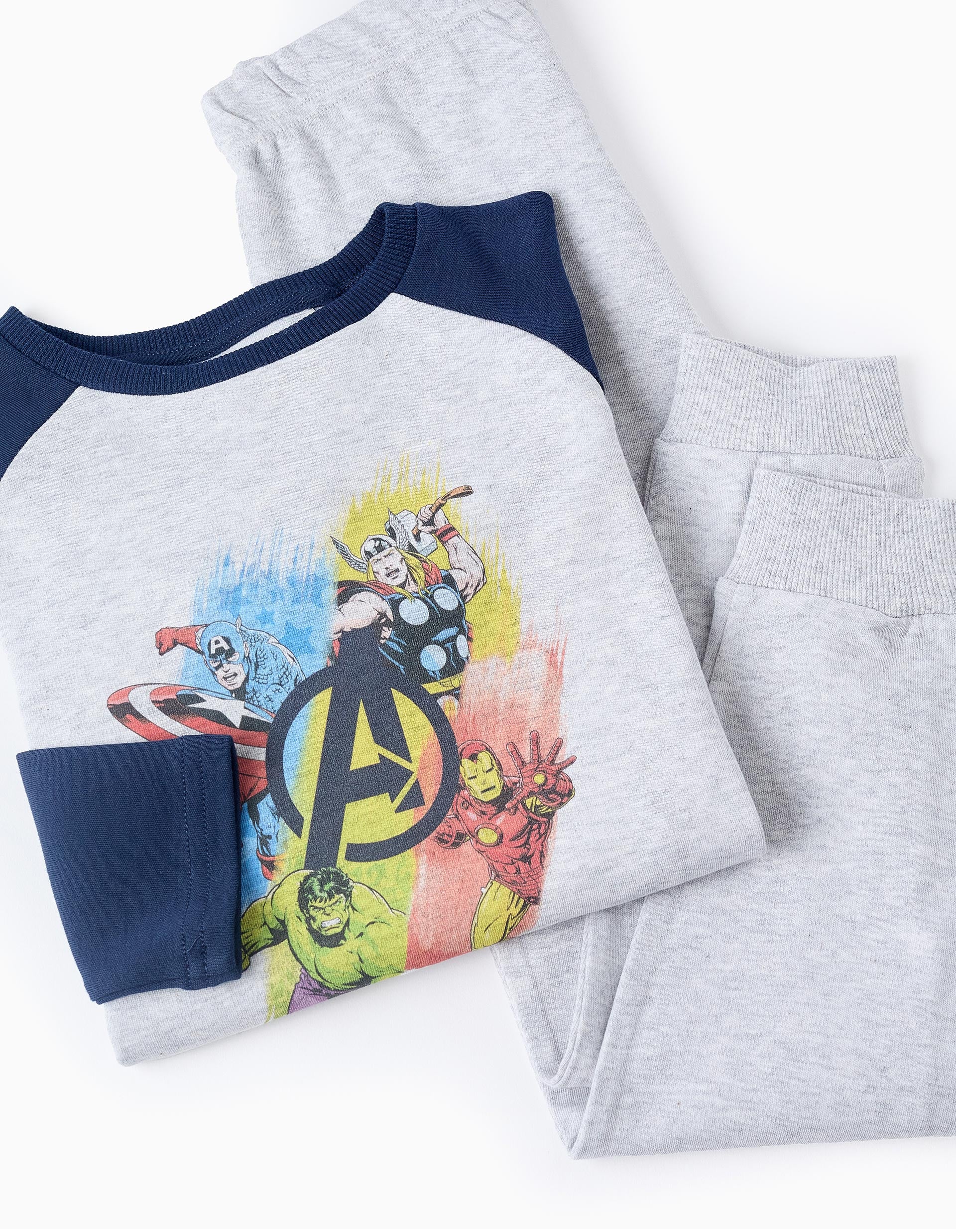 Cotton Pyjama for Boys 'Avengers', Grey/Blue