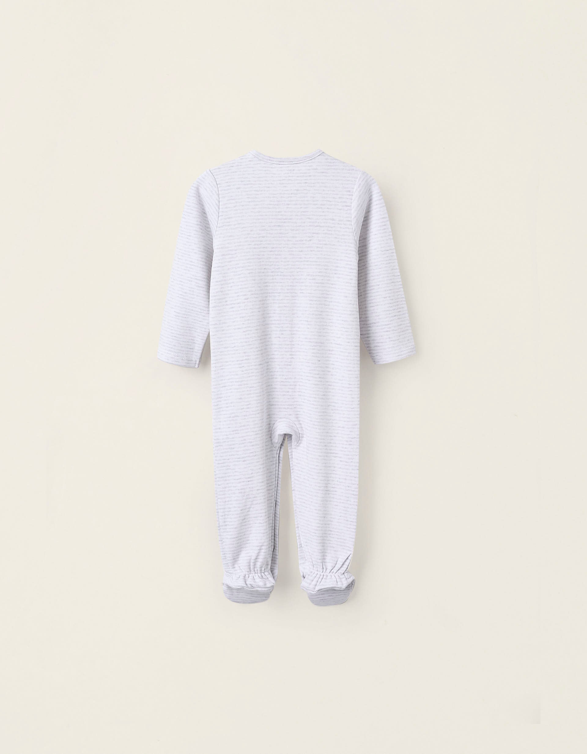 Striped Cotton Sleepsuit for Baby Boys, White/Grey