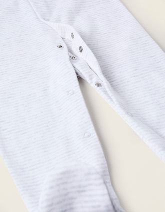 Pelele de Algodón a Rayas para Bebé Niño, Blanco/Gris