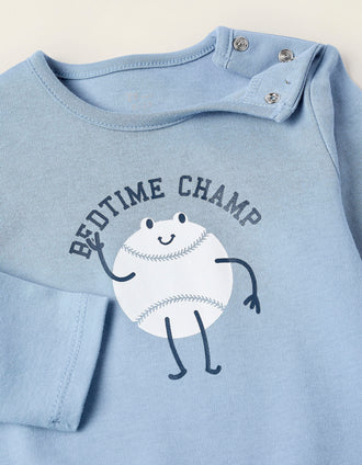 Grenouillère en Coton pour Bébé Garçon 'Baseball', Bleu