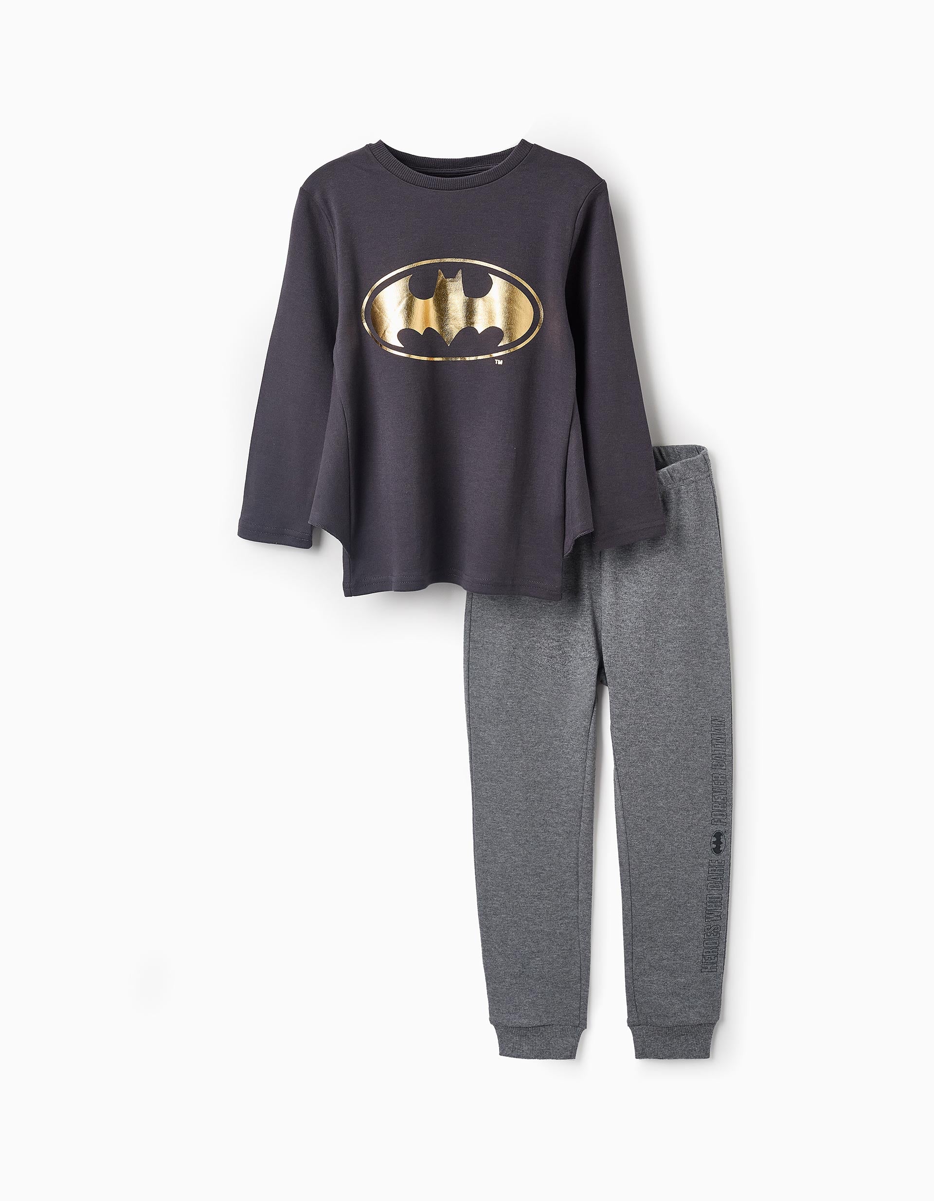 Pijama de Algodão para Menino 'Batman', Preto/Cinza