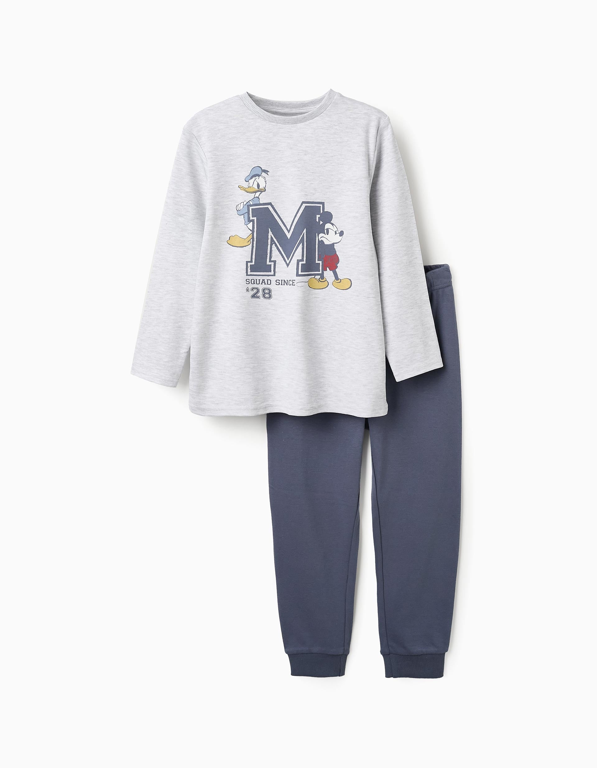 Cotton Pyjama for Boys 'Donald & Mickey', Grey/Dark Blue