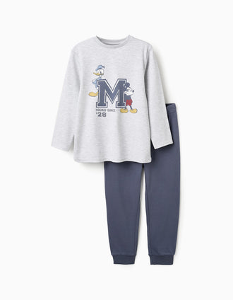 Cotton Pyjama for Boys 'Donald & Mickey', Grey/Dark Blue