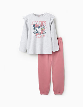Pijama de Algodão para Menina 'Daisy & Minnie', Rosa/Cinza
