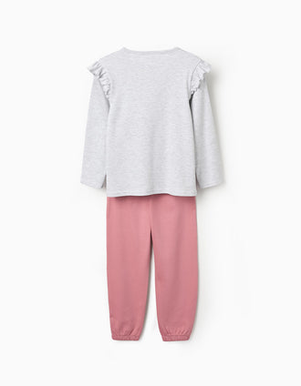 Pijama de Algodão para Menina 'Daisy & Minnie', Rosa/Cinza