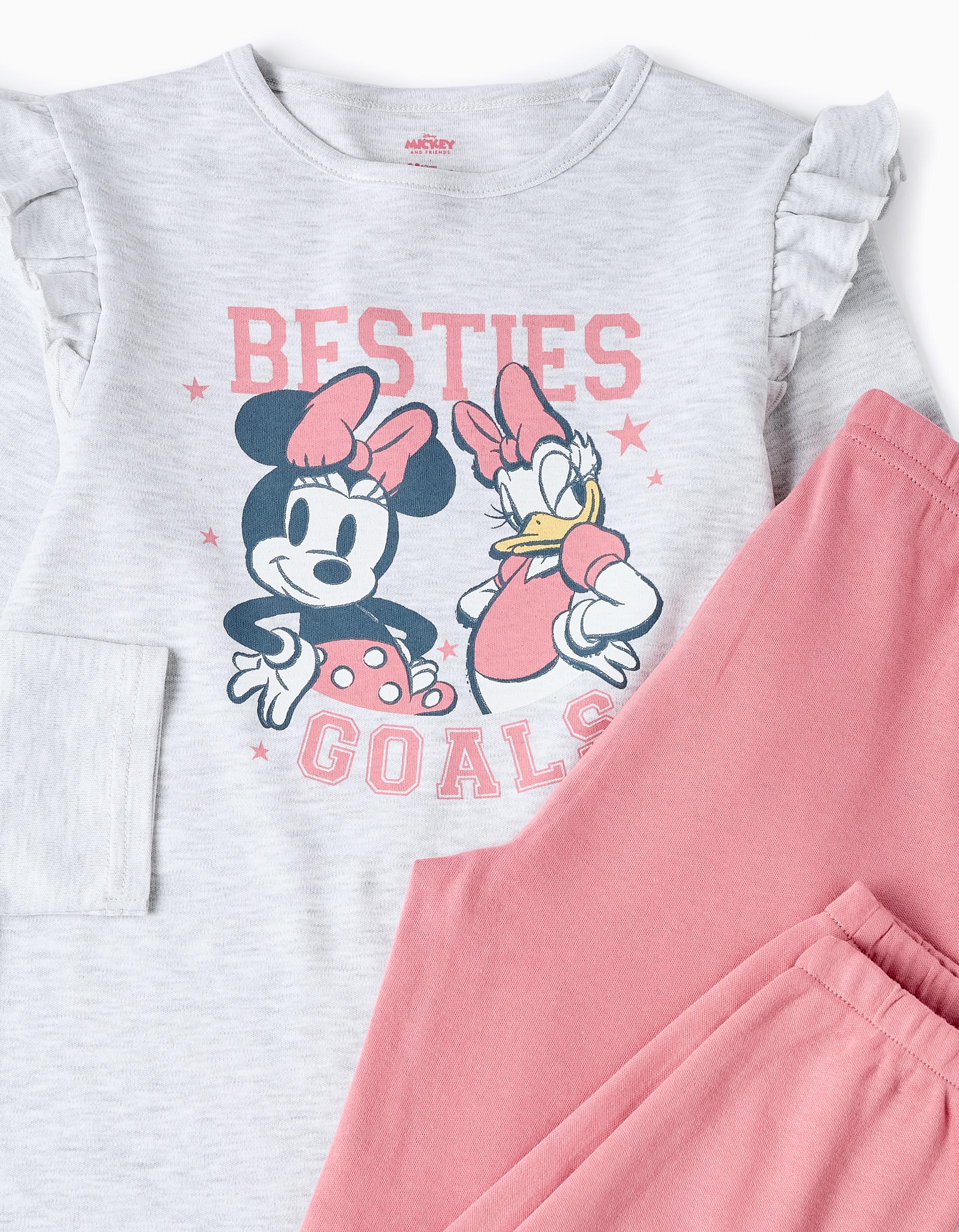 Cotton Pyjama for Girls 'Daisy & Minnie', Pink/Grey