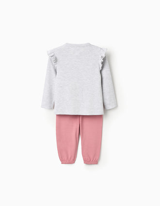 Pijama de Algodão para Bebé Menina 'Minnie', Rosa/Cinza