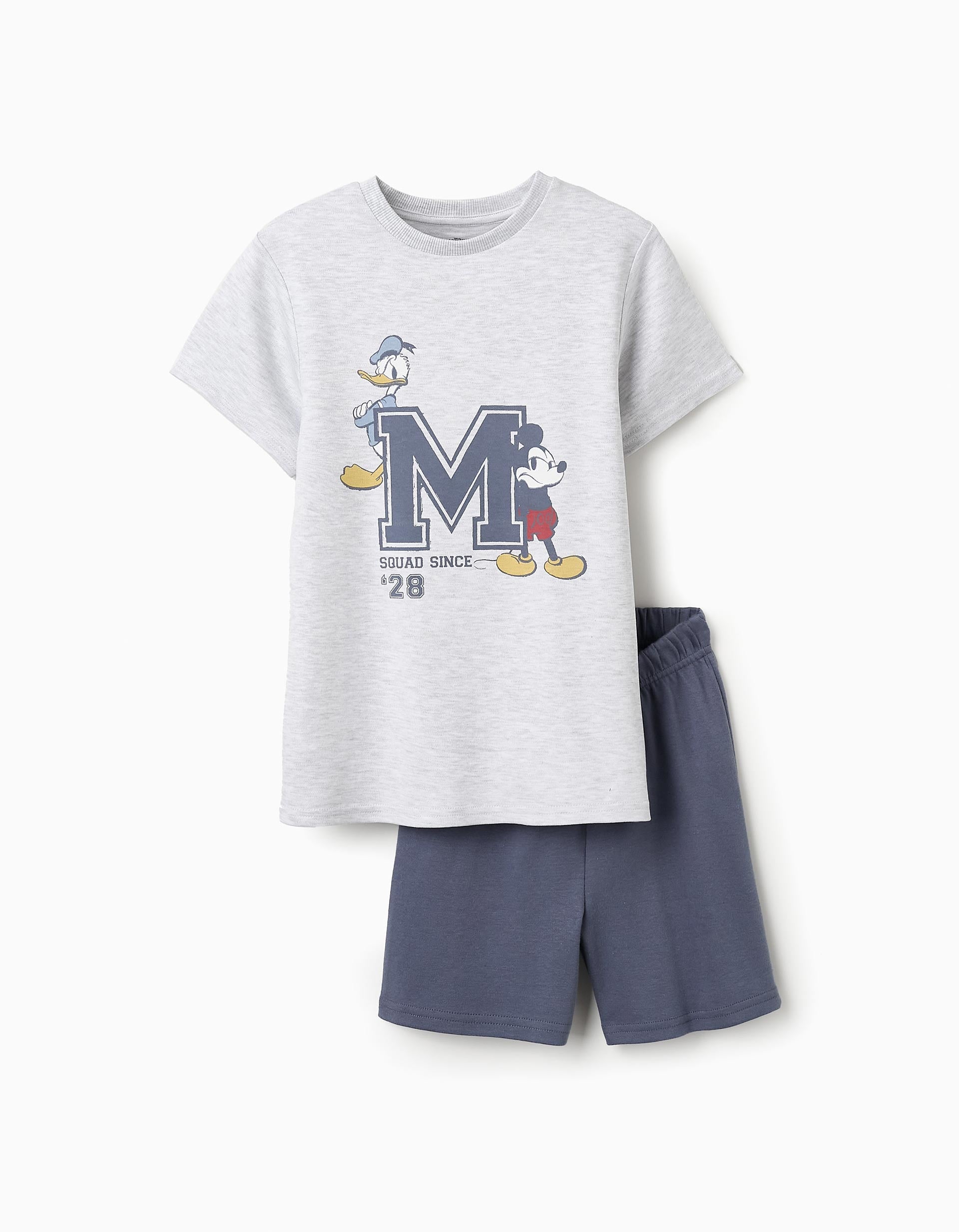 Pijama de Algodão para Menino 'Mickey & Donald', Cinza/Azul Escuro