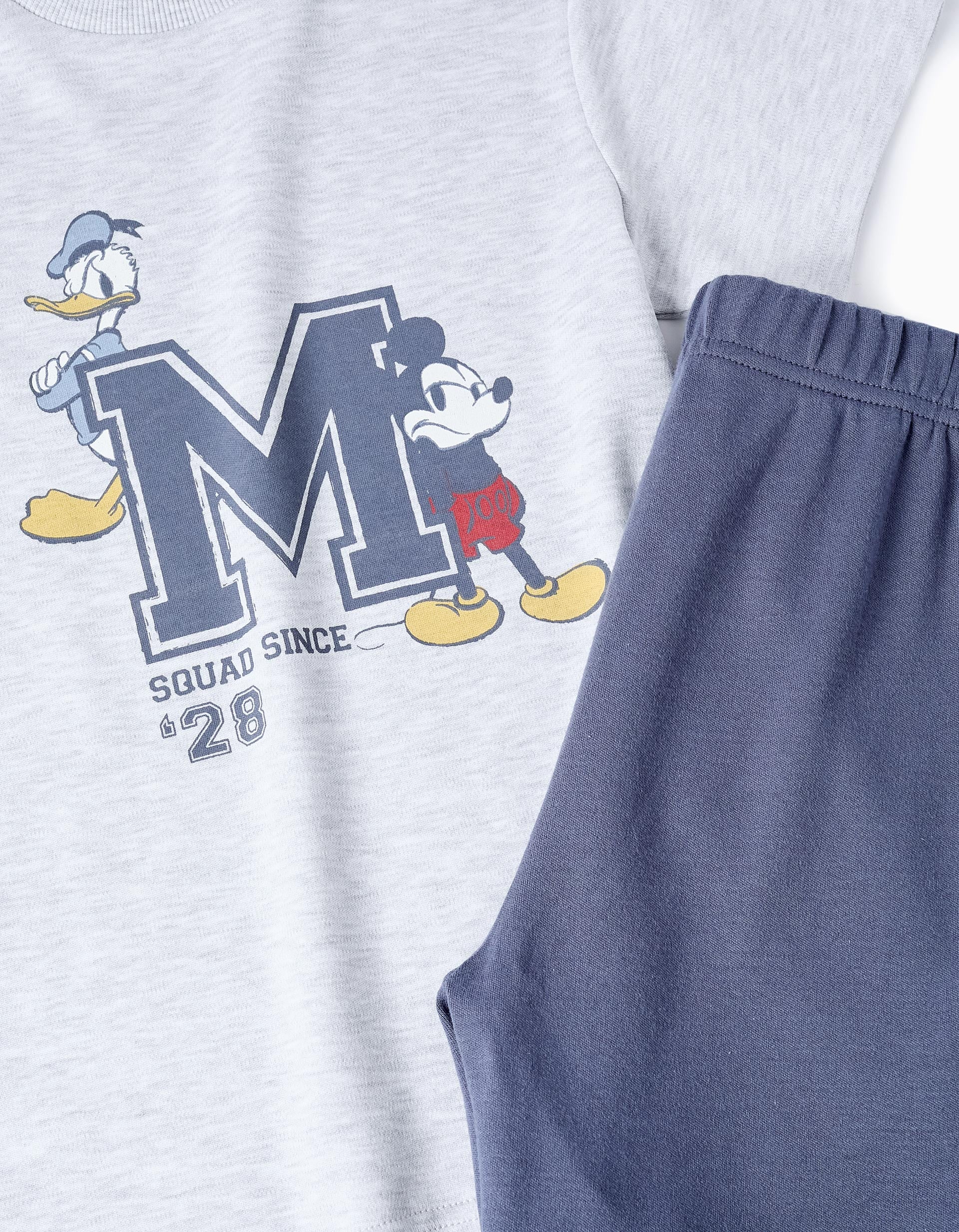 Pijama de Algodão para Menino 'Mickey & Donald', Cinza/Azul Escuro