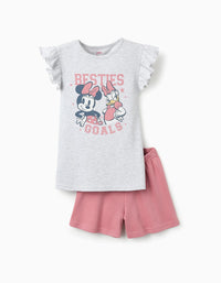 Pyjama en Coton pour Fille 'Minnie & Daisy', Rose/Gris