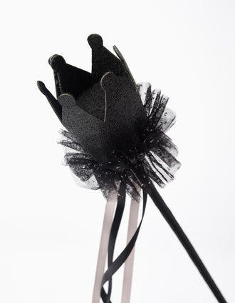 Baguette Magique avec Strass et Tulle 'Couronne', Noir