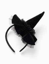 Serre-tête en Velours et Tulle pour Bébé et Fille 'Sorcière', Noir