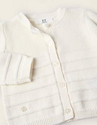 Chaqueta + Pantalón + Gorro de Punto para Recién Nacido, Blanco