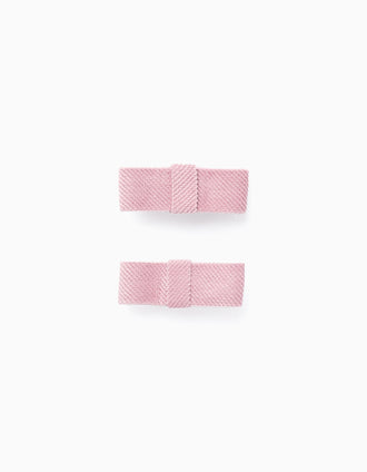Pack 2 Ganchos com Laço Aveludado para Bebé e Menina, Rosa