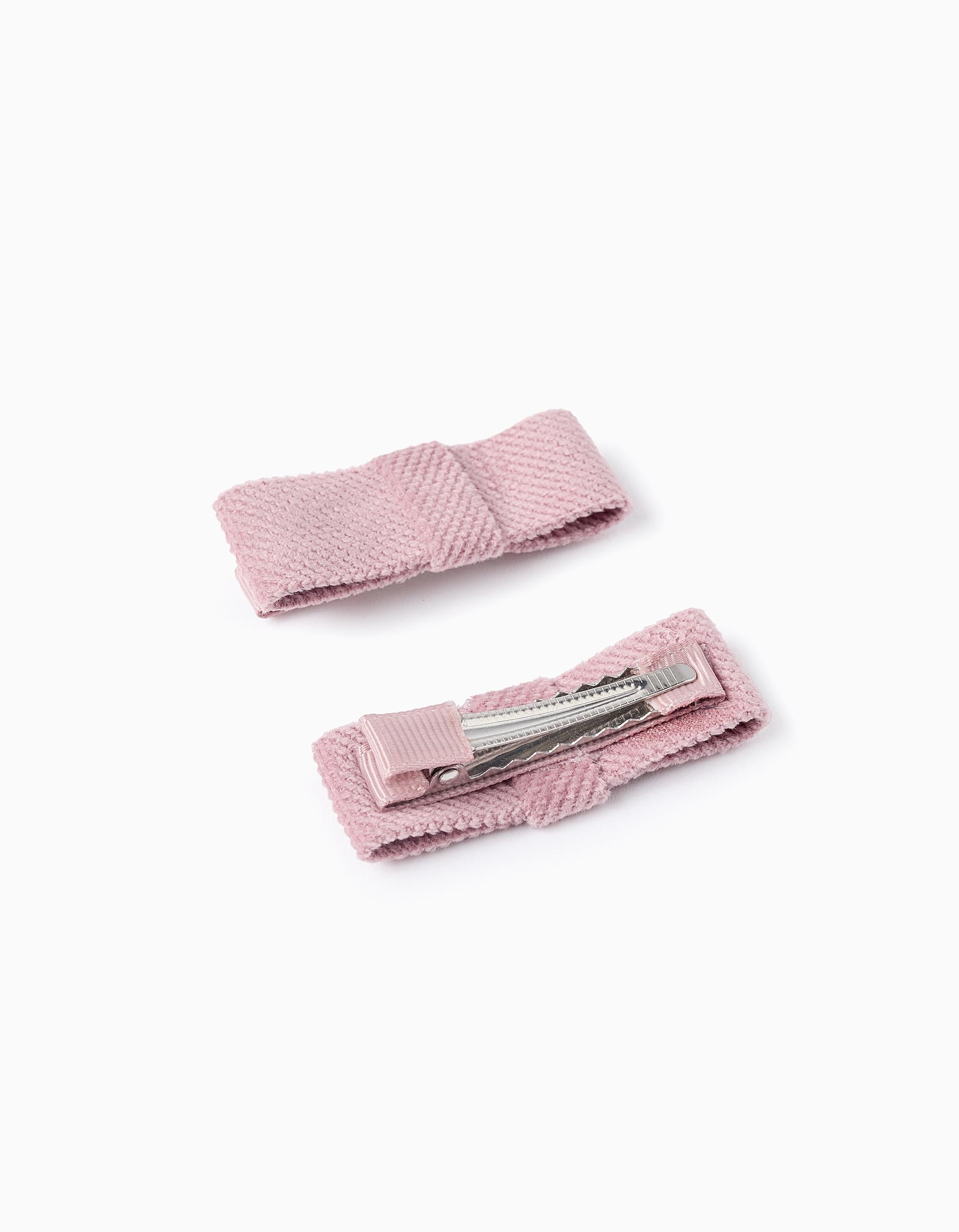 Pack 2 Pinces à Cheveux avec Noeud Velours pour Bébé et Fille, Rose