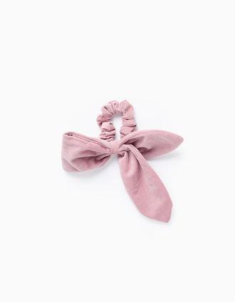 Coletero Scrunchie de Terciopelo con Lazo para Bebé y Niña, Rosa