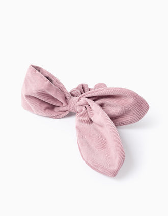 Coletero Scrunchie de Terciopelo con Lazo para Bebé y Niña, Rosa