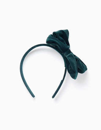 Diadema con Lazo de Terciopelo para Bebé y Niña, Verde