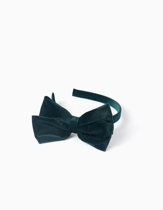 Bandolete com Laço de Veludo para Bebé e Menina, Verde